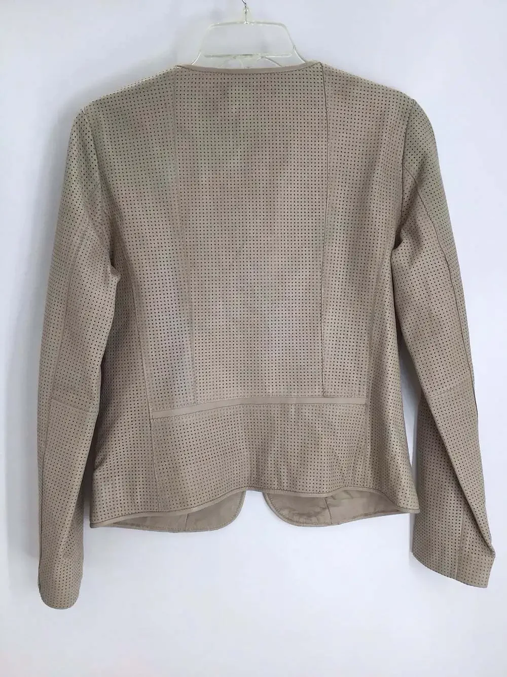 Bod & Christensen 100% Leather Full Zip- Up Laser Cut Style Jacket Tan Size L
